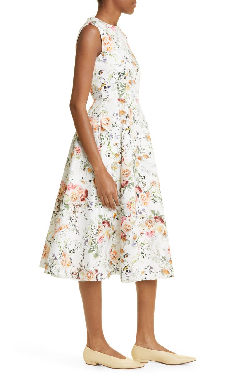 Adam Lippes Floral Print Cotton Stretch Twill Fit & Flare Dress, Alternate, color,