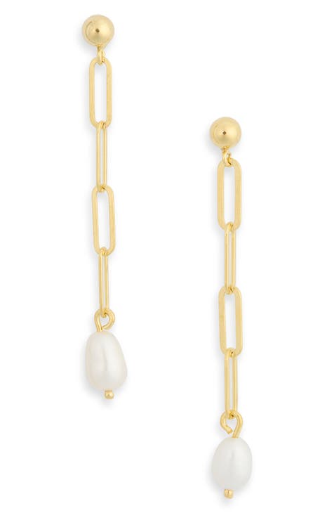 Imitation Pearl Paperclip Drop Earrings