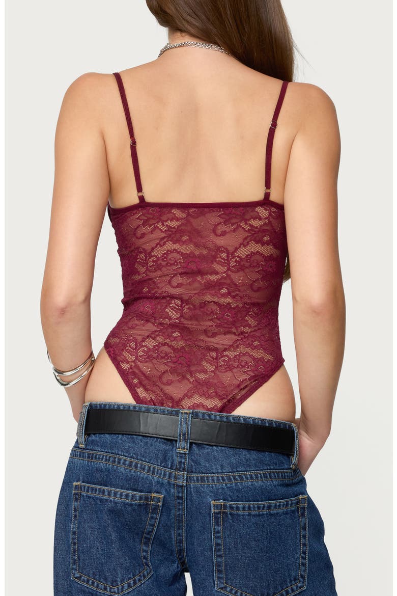Cutout Lace Bodysuit, Alternate, color, WINE