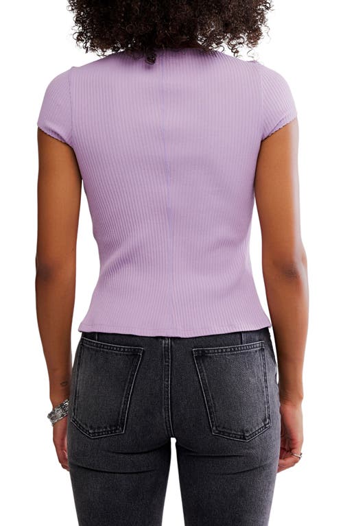 Free People Most Wanted Short Sleeve Cotton Blend Cardigan In Purple