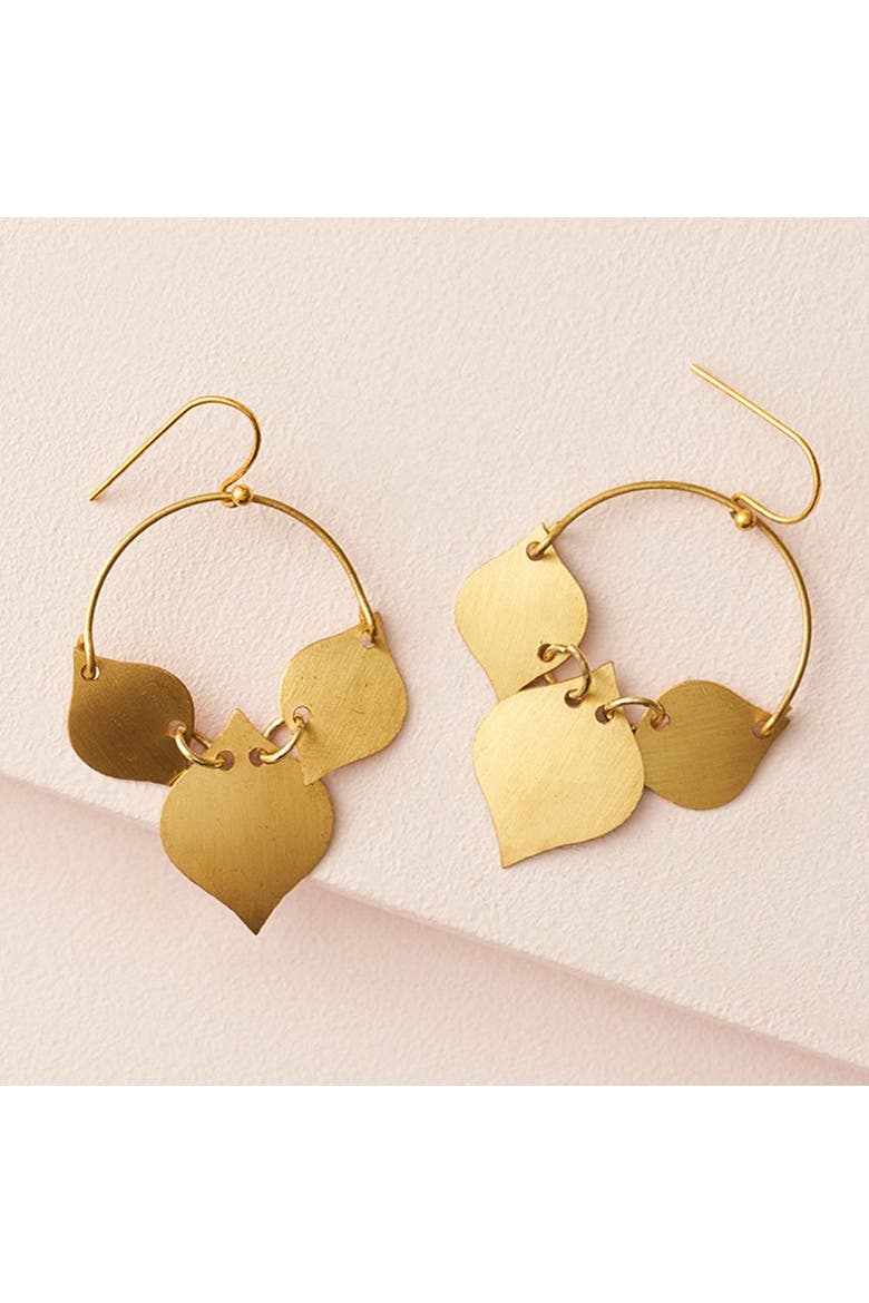 Chameli Leaf Drop Earrings, Alternate, color, Bronze