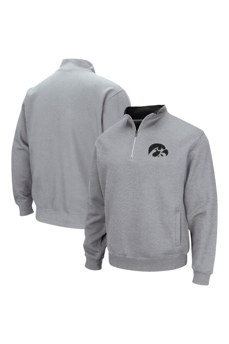 Men's Colosseum Heathered Gray Iowa Hawkeyes Tortugas Team Logo Quarter-Zip Jacket, Main, color, Heather Gray