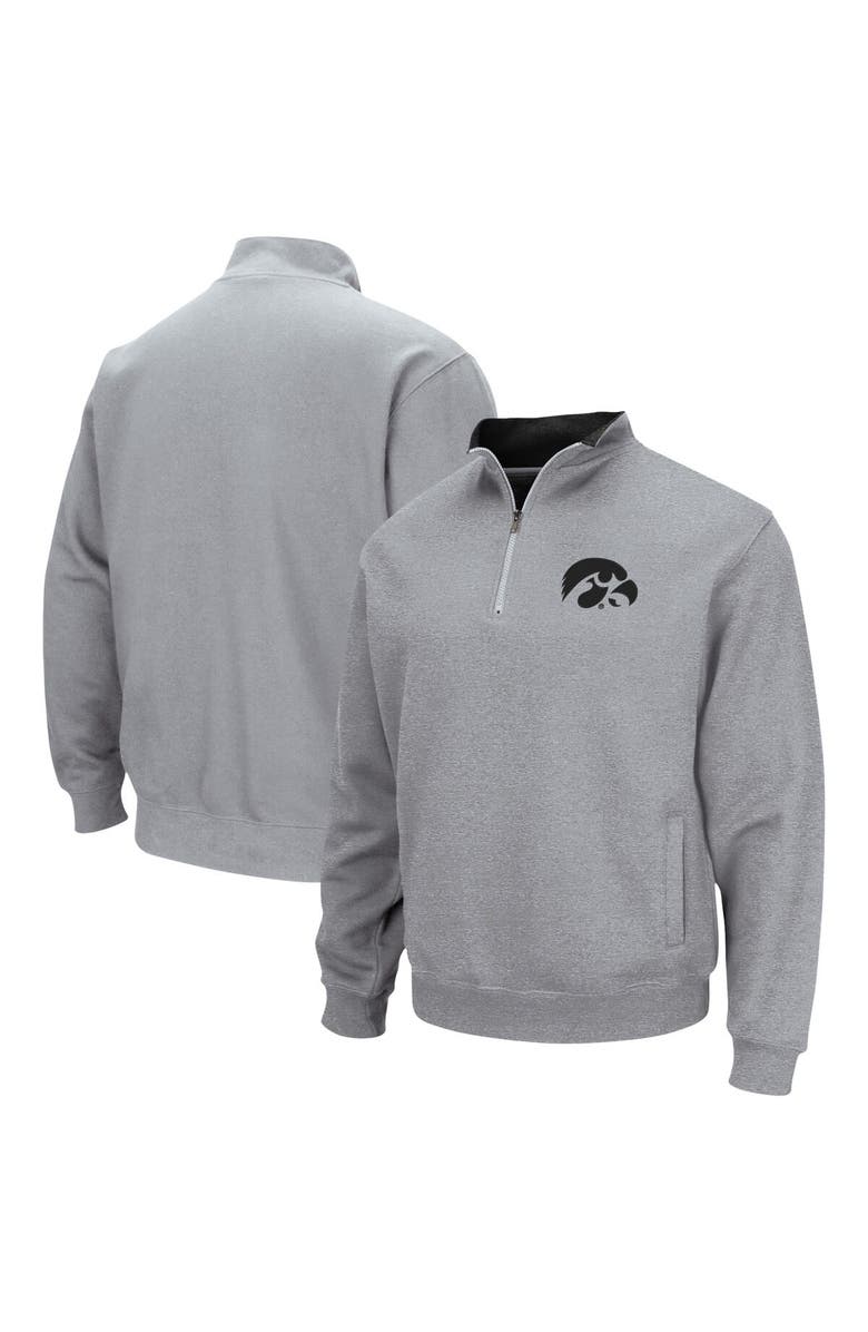COLOSSEUM Men's Colosseum Heathered Gray Iowa Hawkeyes Tortugas Team Logo Quarter-Zip Jacket, Main, color, Heather Gray