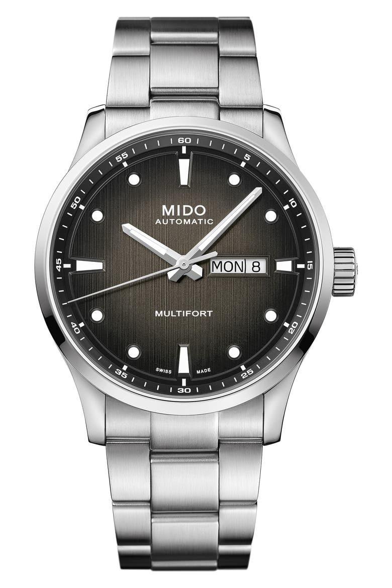 Multifort Automatic Bracelet Watch, 42mm, Main, color, SILVER/ BLACK