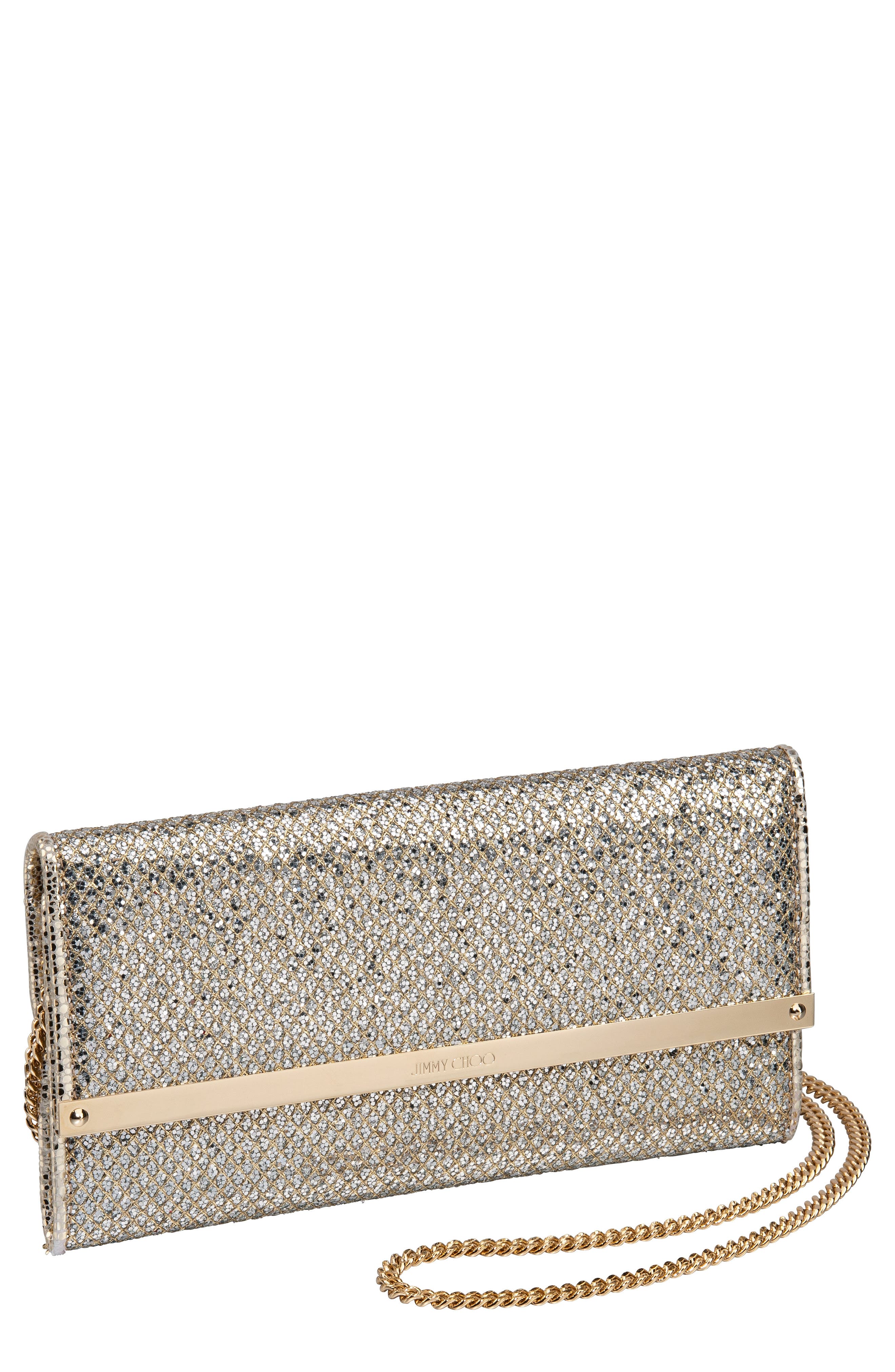 Milla Glitter Wallet on a Chain, Main, color, CHAMPAGNE