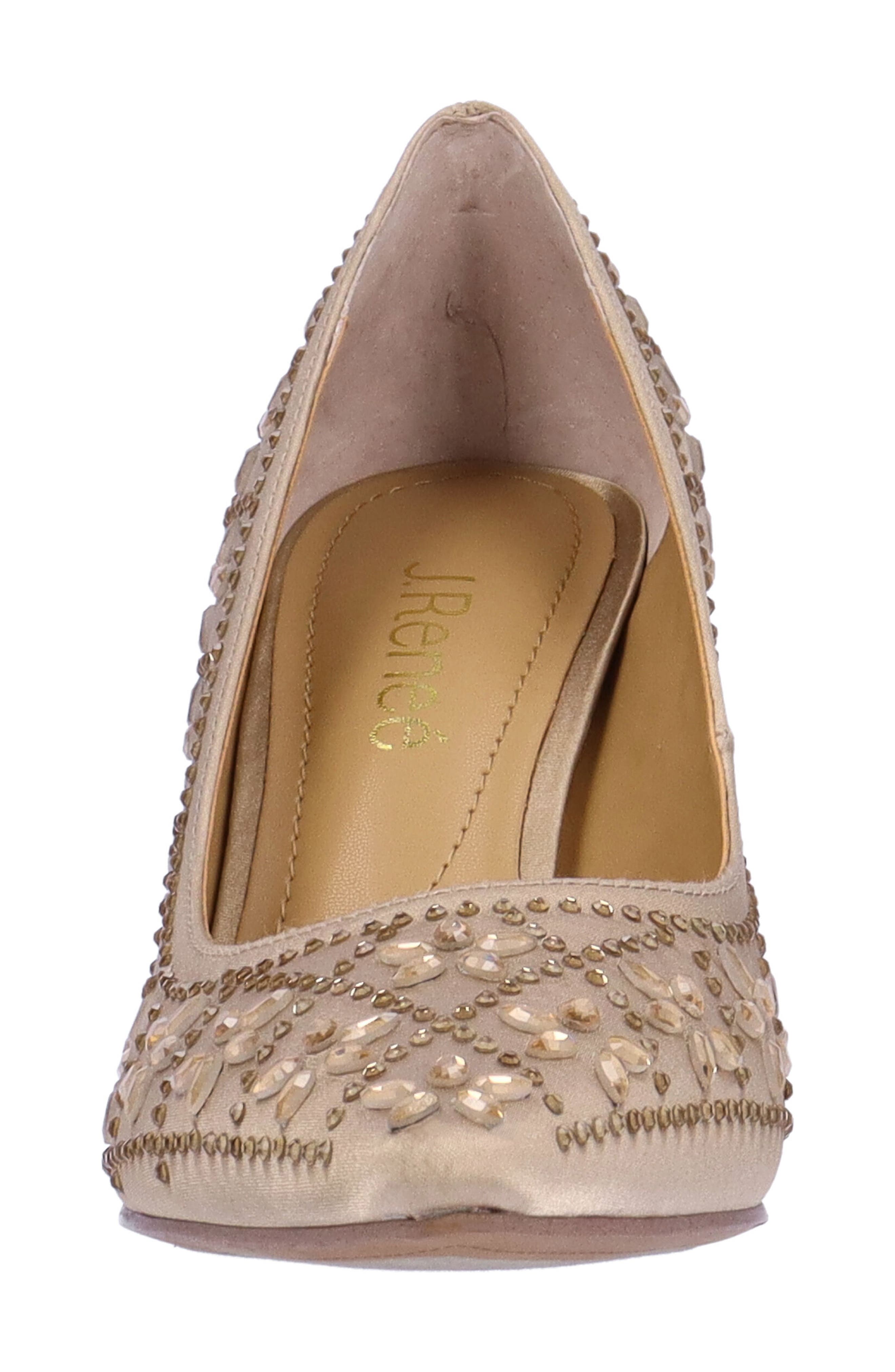 J. Reneé Barlow Embellished Pointed Toe Pump, Alternate, color, Beige