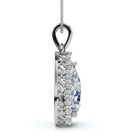 Bliss Diamond Certified 3.40ct Pear Shape Diamond Halo Dangle Penadnt 14k Gold Lab Grown 1" In 14k White Gold