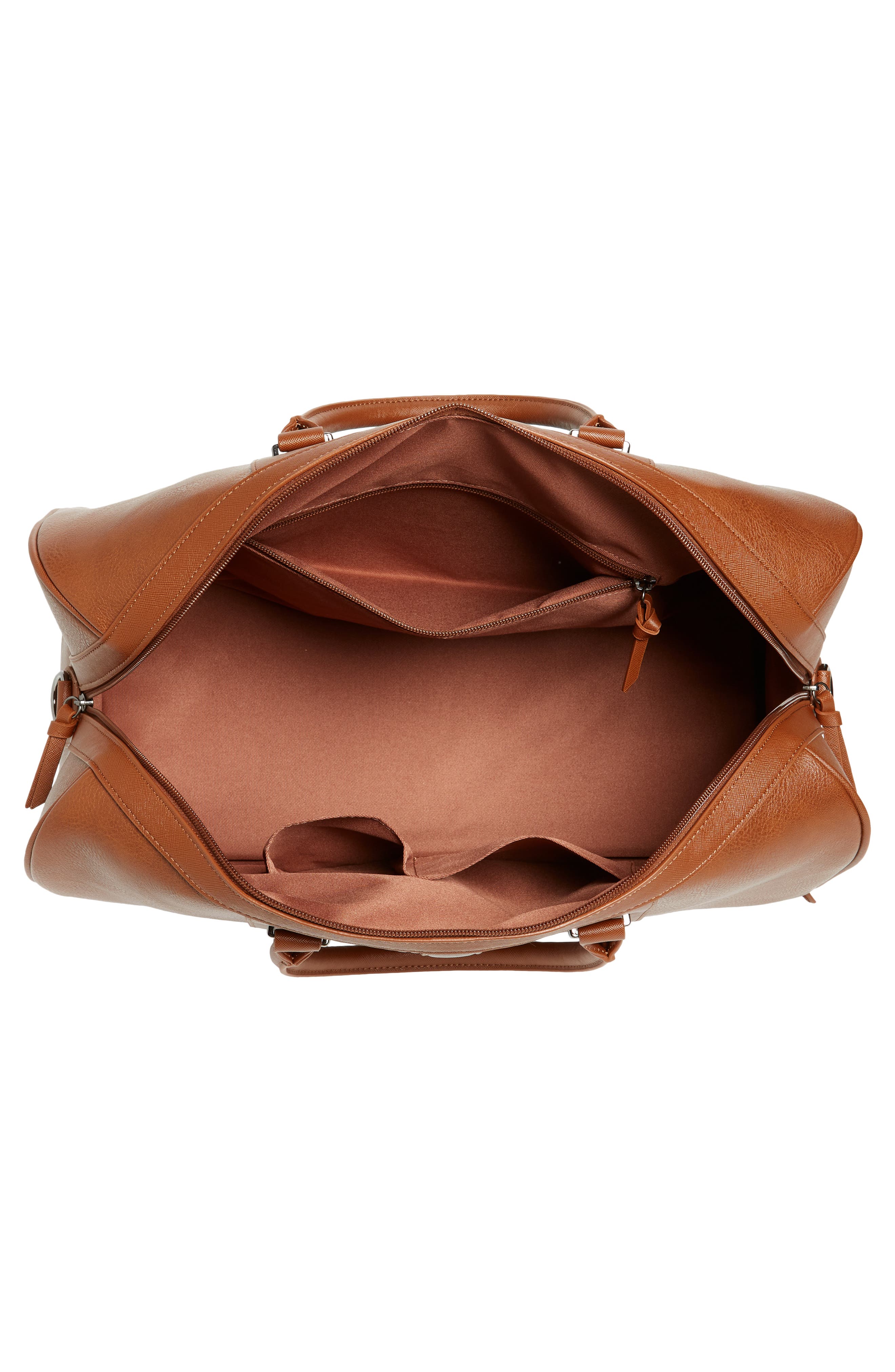 Everyday Stripe Faux Leather Holdall Bag, Alternate, color, TAN