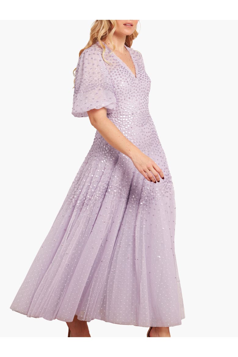 Scallop Sequin V-Neck Maxi Gown, Main, color, Lavender