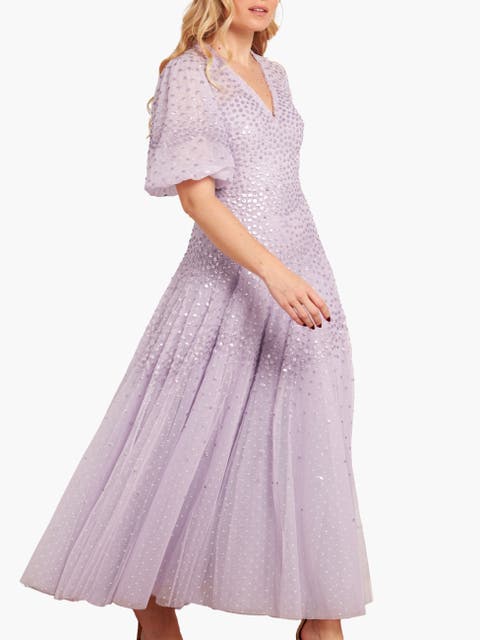 Scallop Sequin V-Neck Maxi Gown