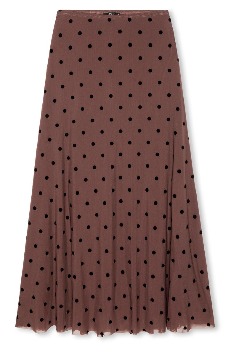 Jordan Mesh Midi Skirt, Alternate, color, CHOCOLATE POLKA DOT