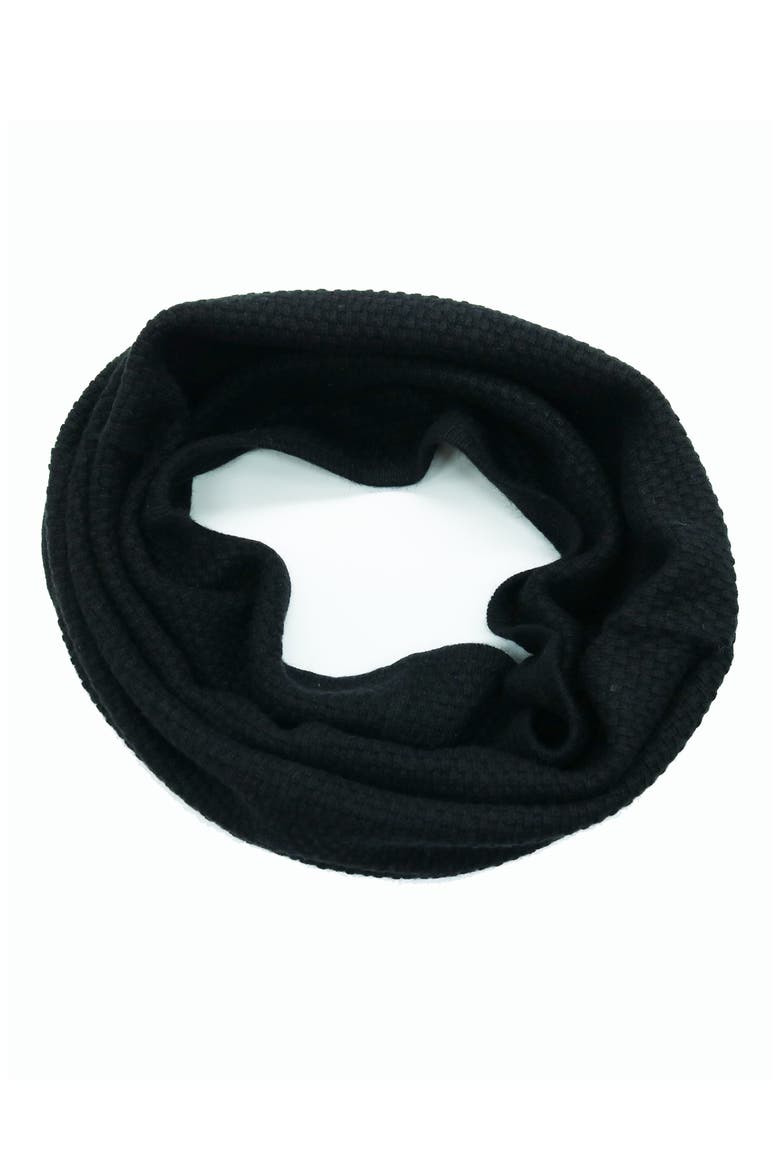 Popcorn Stitch Infinity Scarf, Main, color, BLACK