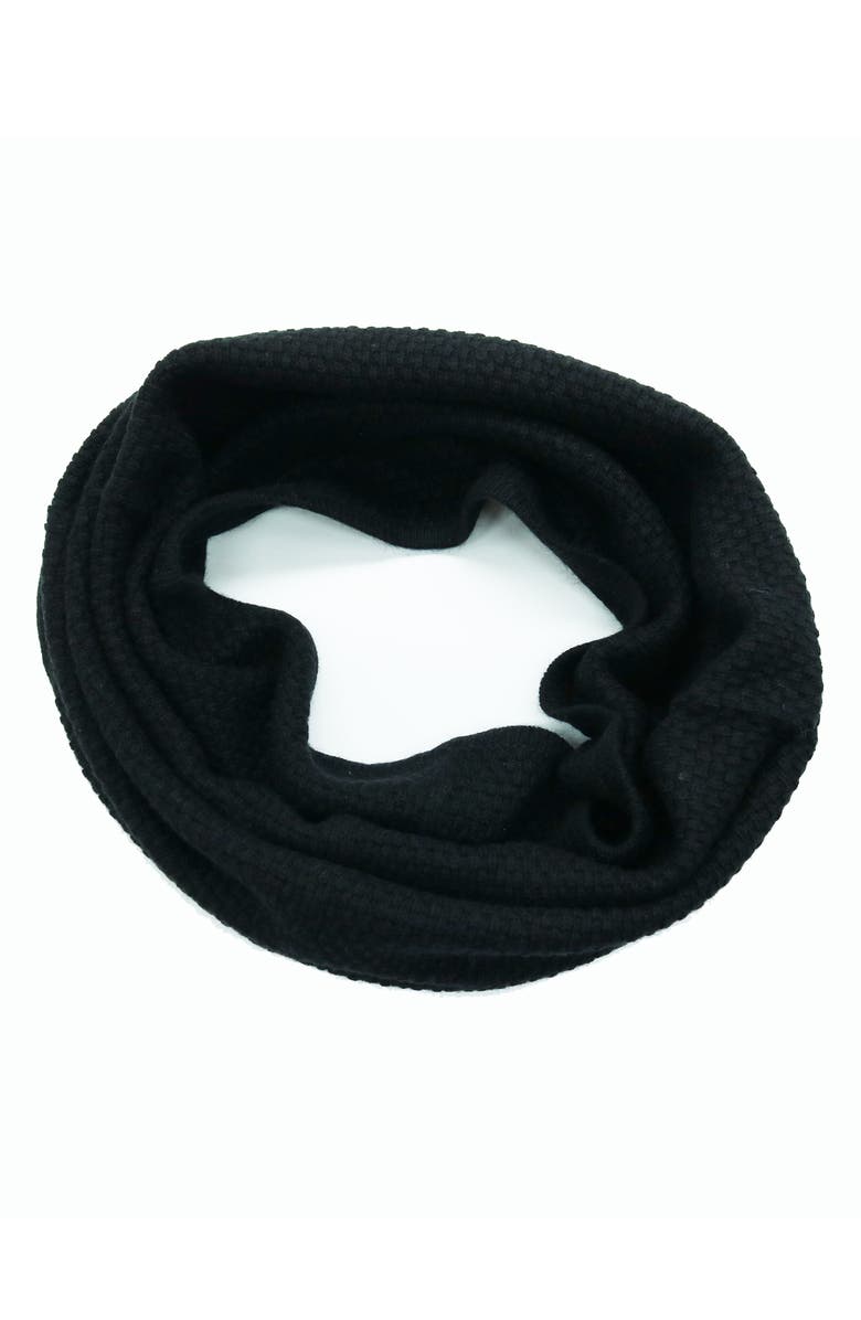 Portolano Popcorn Stitch Infinity Scarf, Main, color, Black