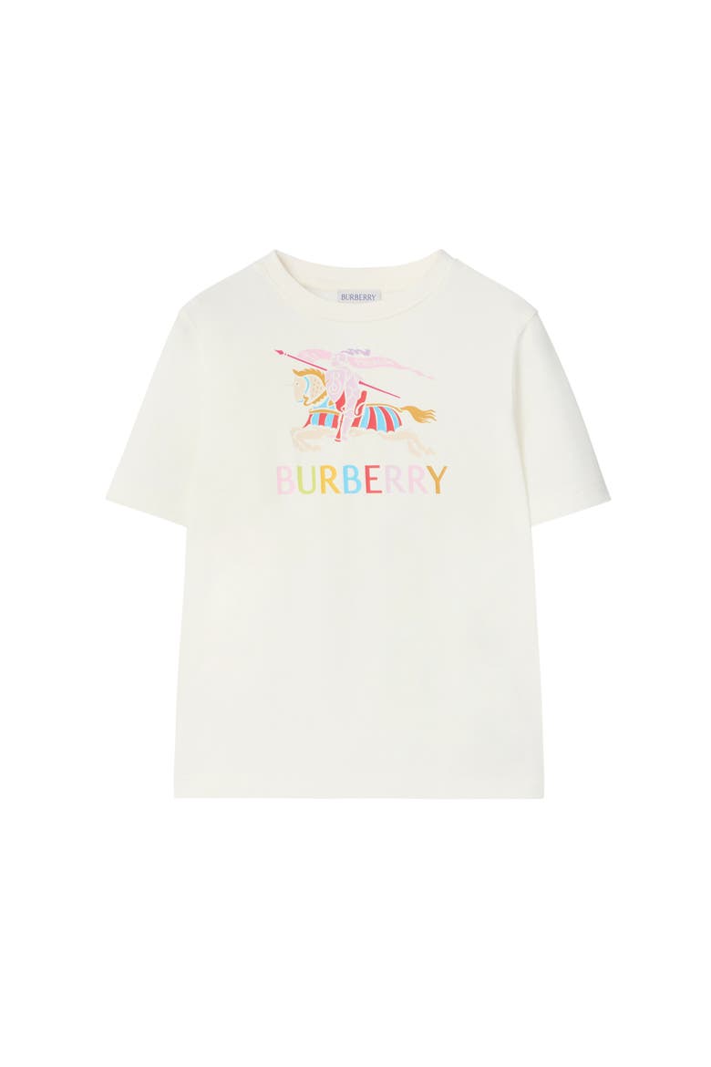 Girls' Multicolour Knight Cotton T-shirt, Main, color, Chalk white