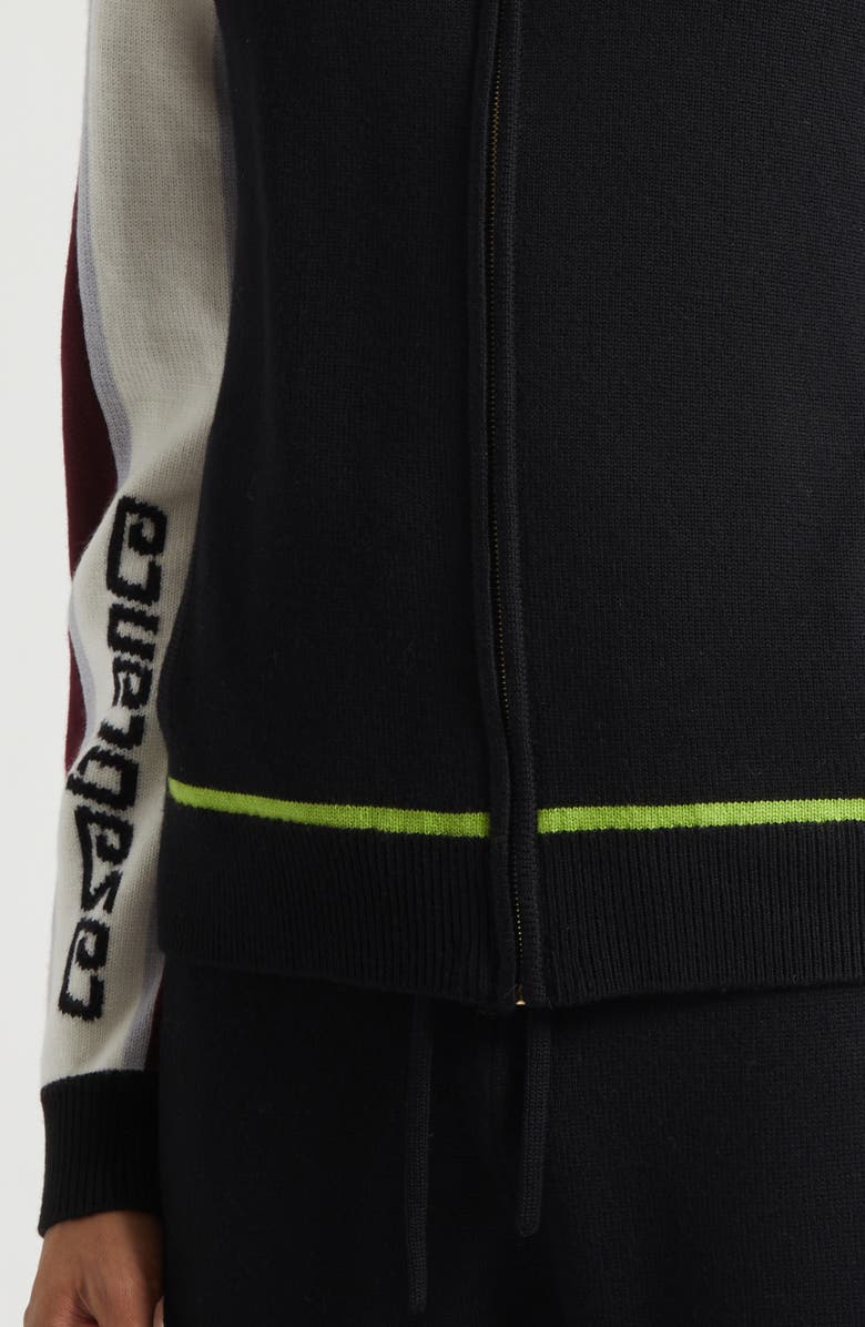 Casablanca Stripe Merino Wool Knit Jacket, Alternate, color, Black