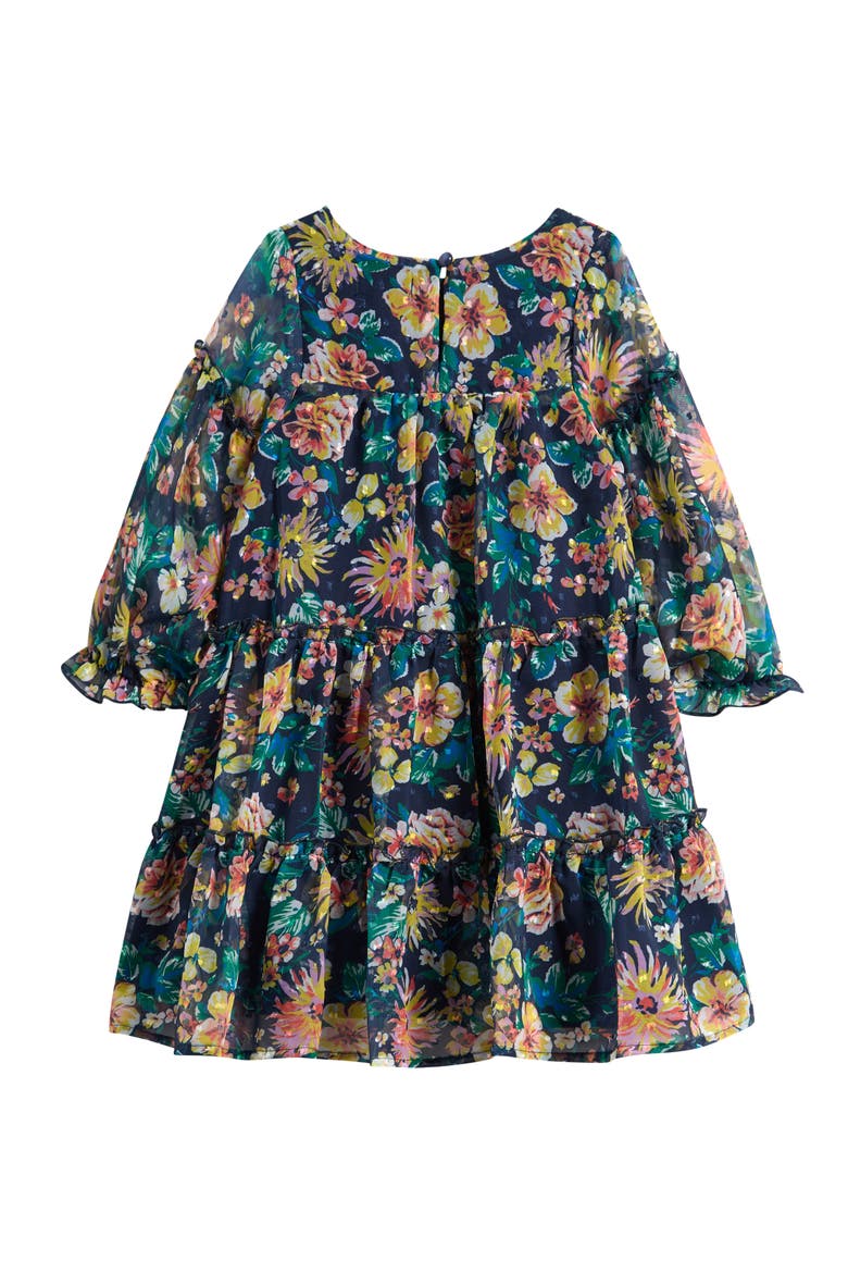 Kids' Floral Mesh Dress, Alternate, color, TEAL