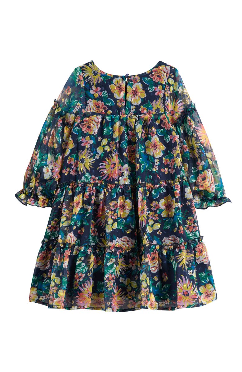 Ava & Yelly Kids' Floral Mesh Dress, Alternate, color, Teal