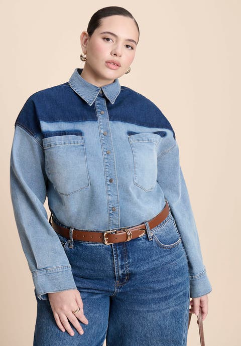 Denim Trucker Shirt (Plus)
