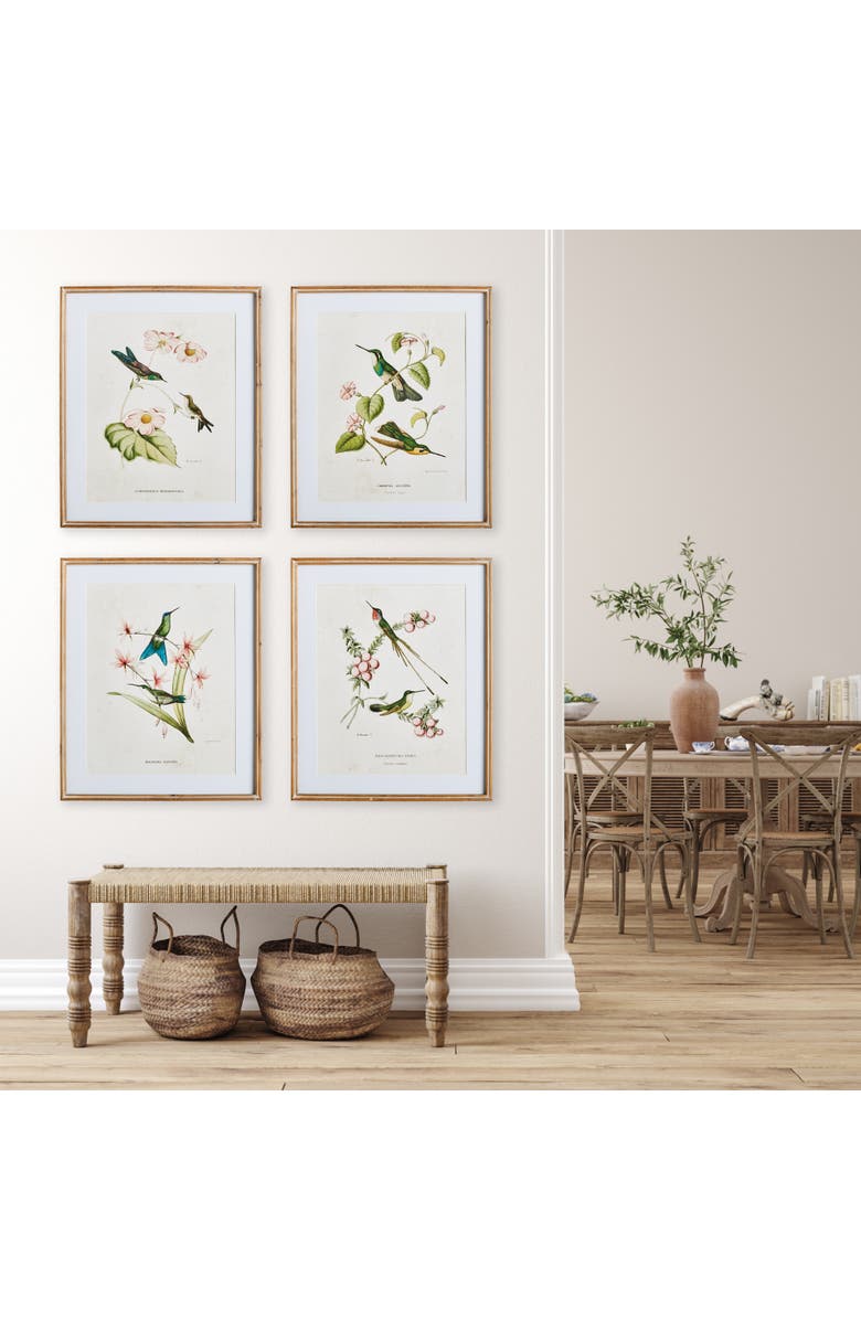 Napa Home & Garden Hummingbirds With Blush Blooms Framed Wall Art Set of 4, Alternate, color, Green