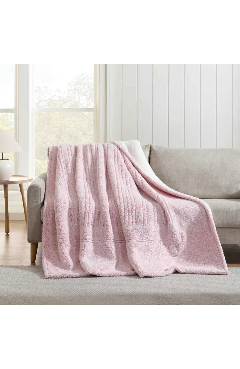 Laura Ashley Clarabelle Tipped Faux Shearling Blanket, Alternate, color, Light/ Pink