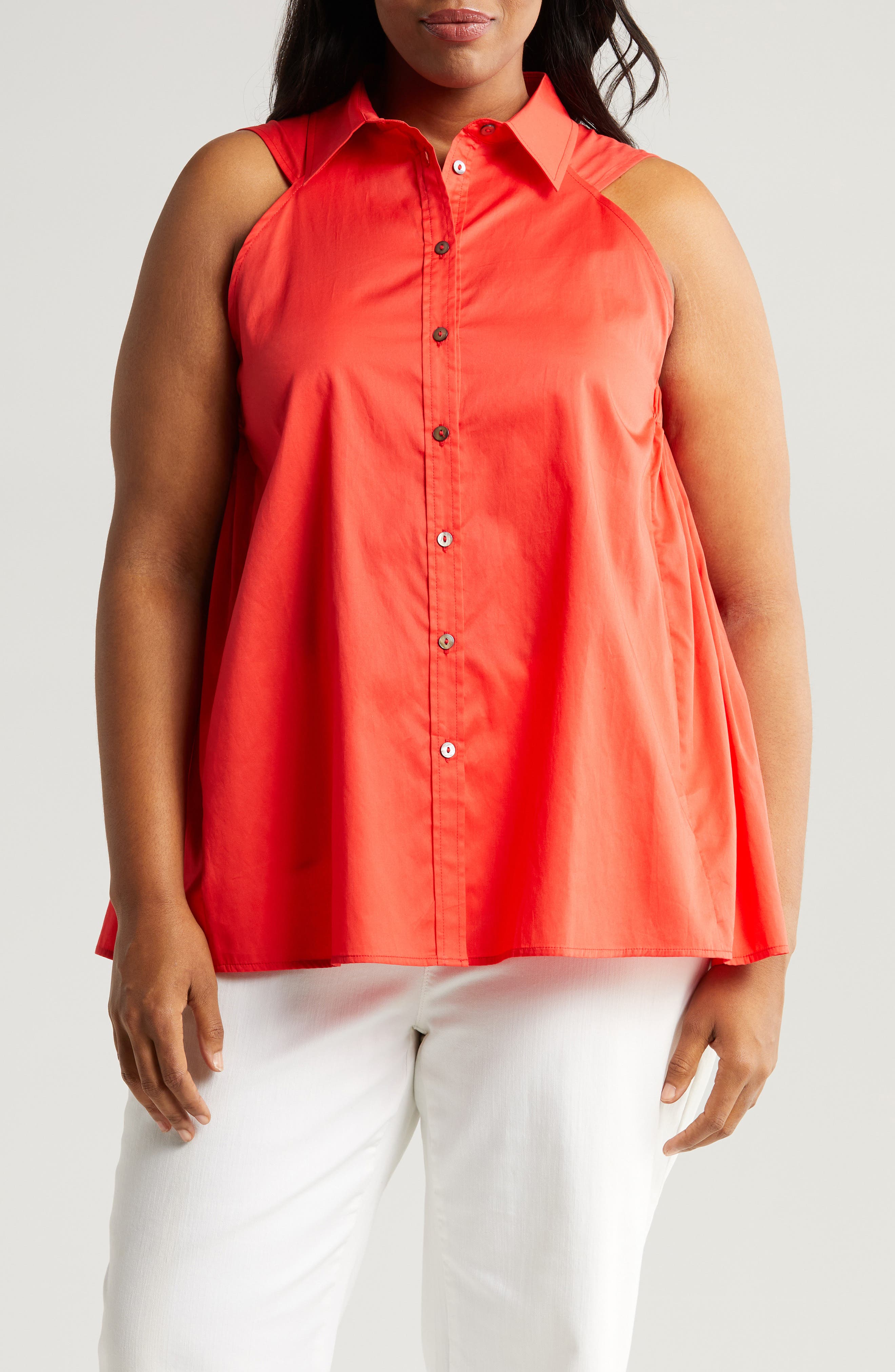 Ziva Sleeveless Button-Up Shirt