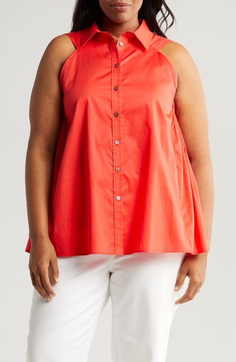 Ziva Sleeveless Button-Up Shirt (Plus)