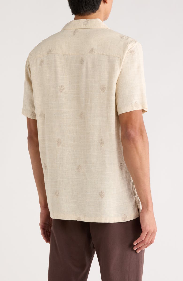 INDUSTRY REPUBLIC CLOTHING Embroidered Camp Shirt, Alternate, color, Sand/ Sand