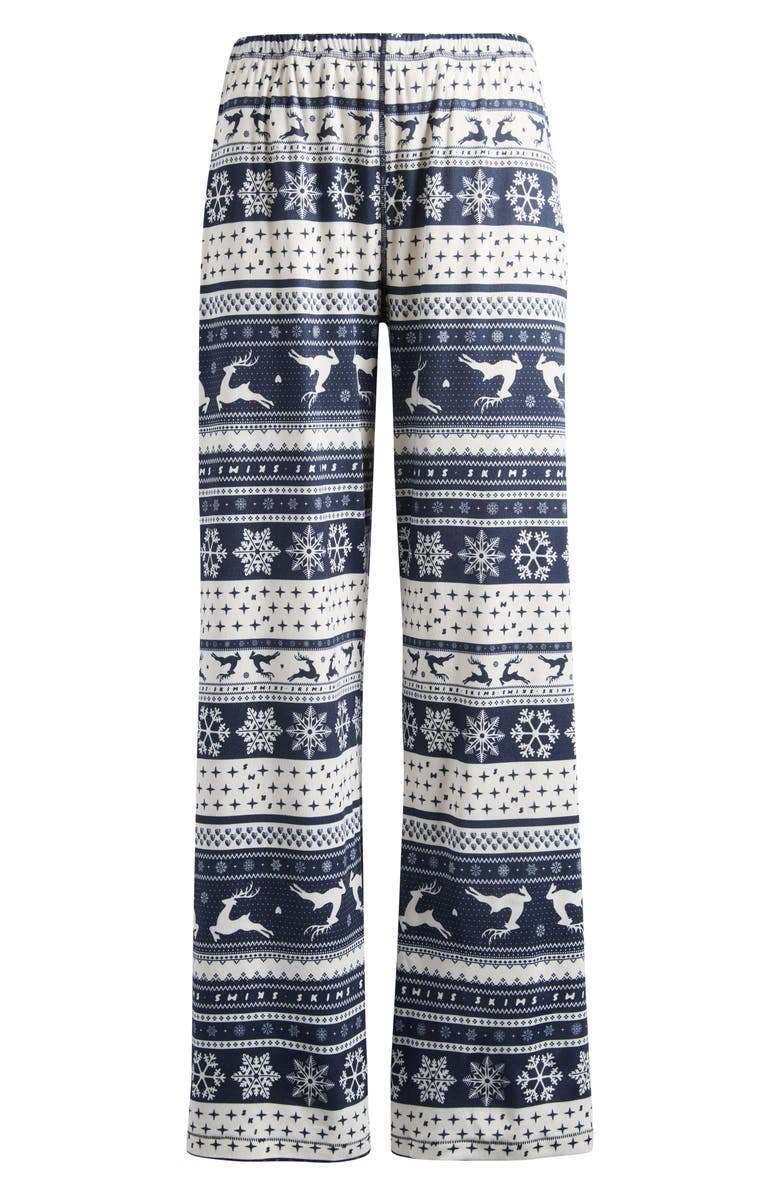 SKIMS Logo Plush Pointelle Pajama Pants, Alternate, color, Navy Deer Fairisle