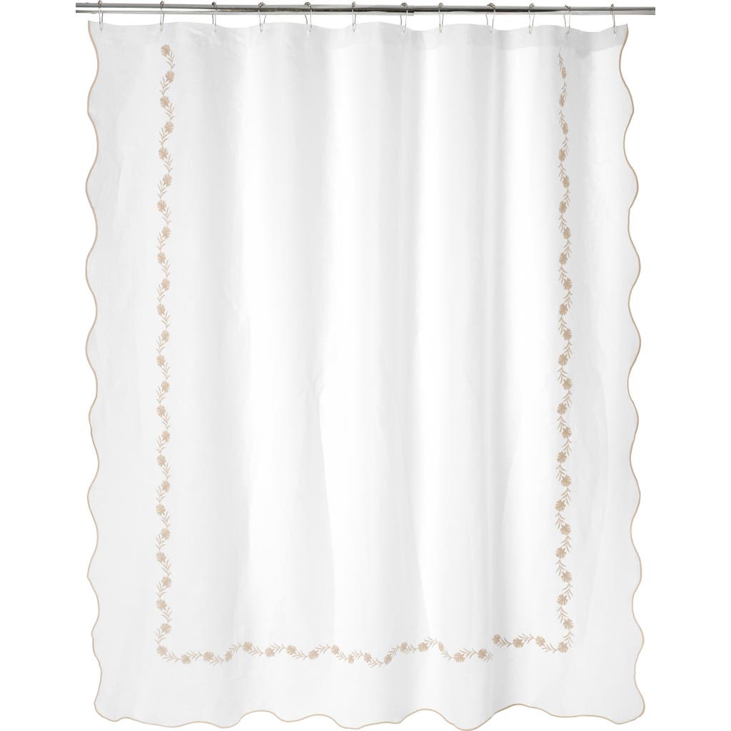 Matouk Daphne Linen Shower Curtain In Dune