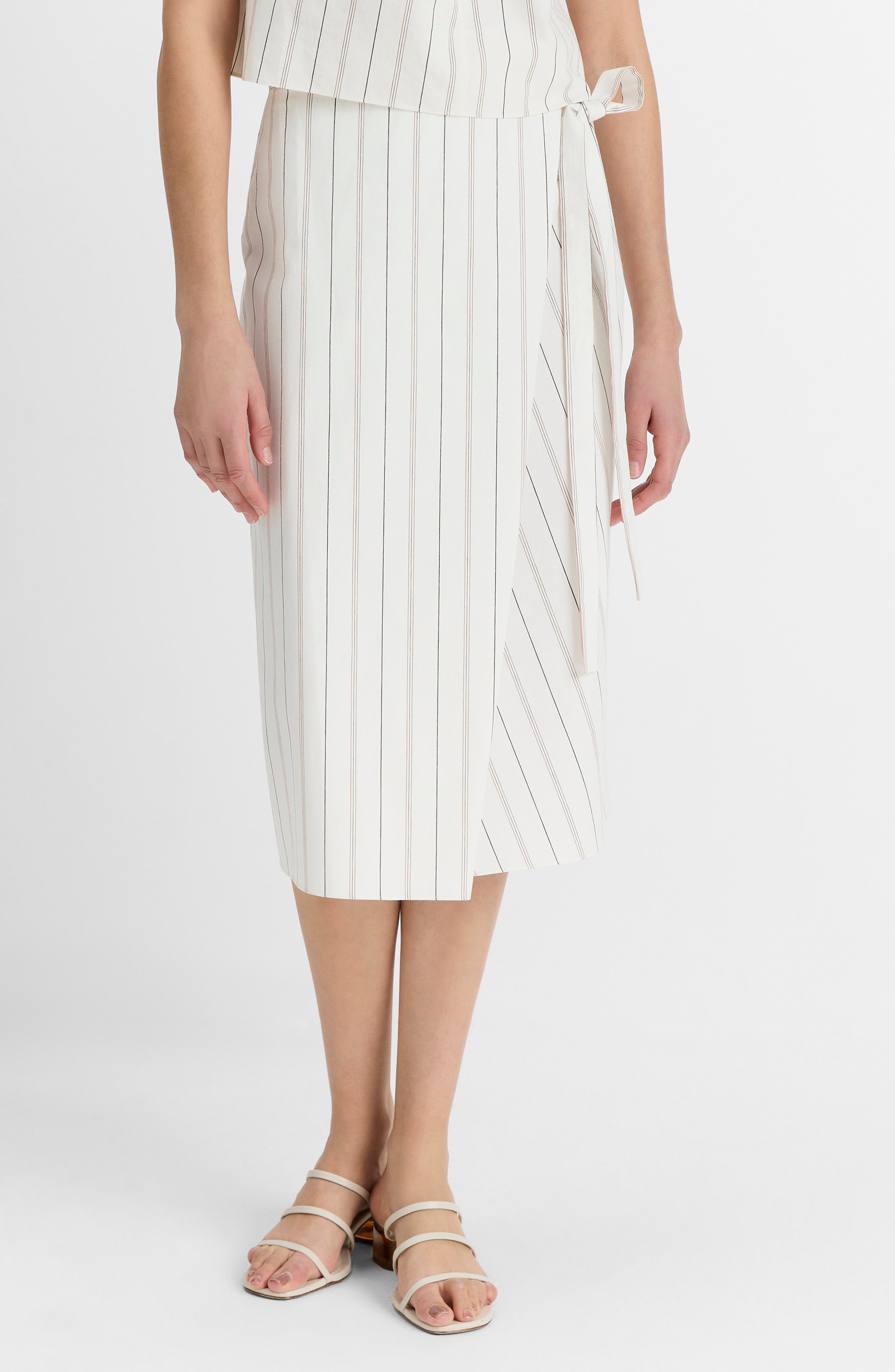 Vince Seedling Stripe Cotton Wrap Skirt
