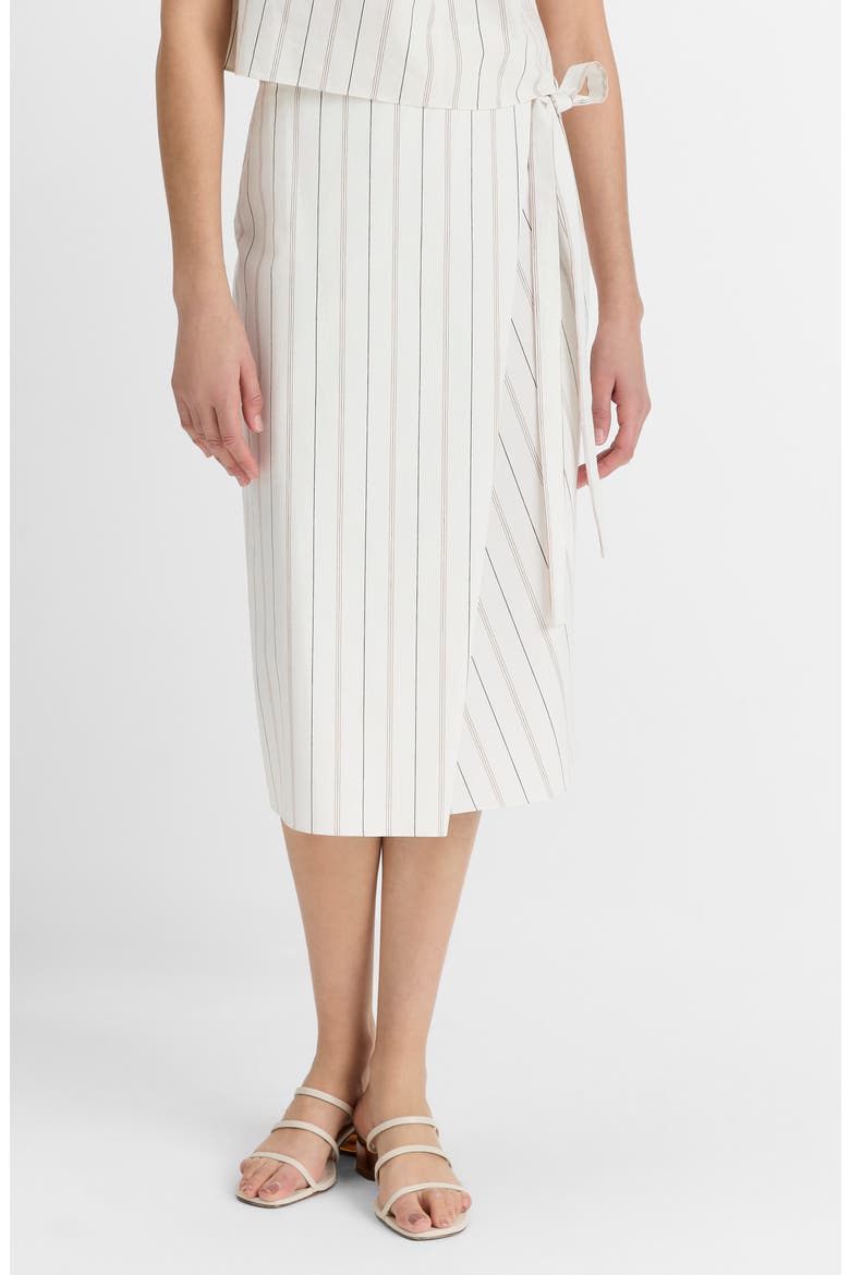 Seedling Stripe Cotton Wrap Skirt, Main, color, OFF WHITE/ MARIGOLD