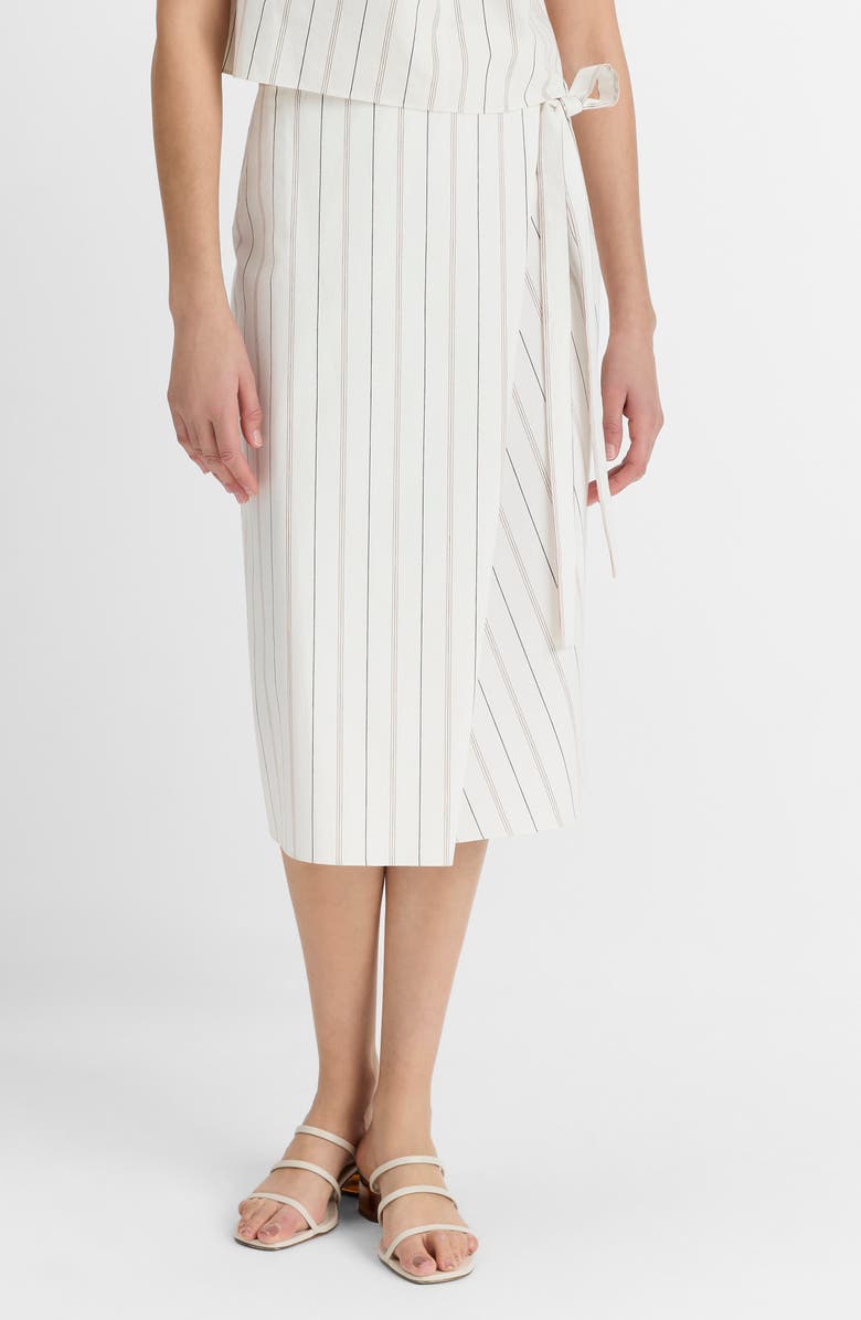 Vince Seedling Stripe Cotton Wrap Skirt, Main, color, Off White/ Marigold