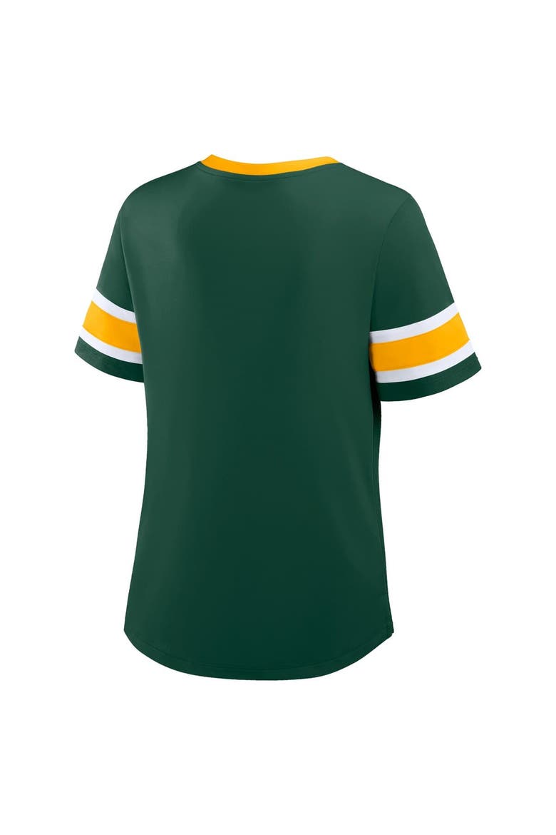 Women's Fanatics Green Green Bay Packers Redzone Draw Play Athena Lace-Up T-Shirt, Alternate, color, Green