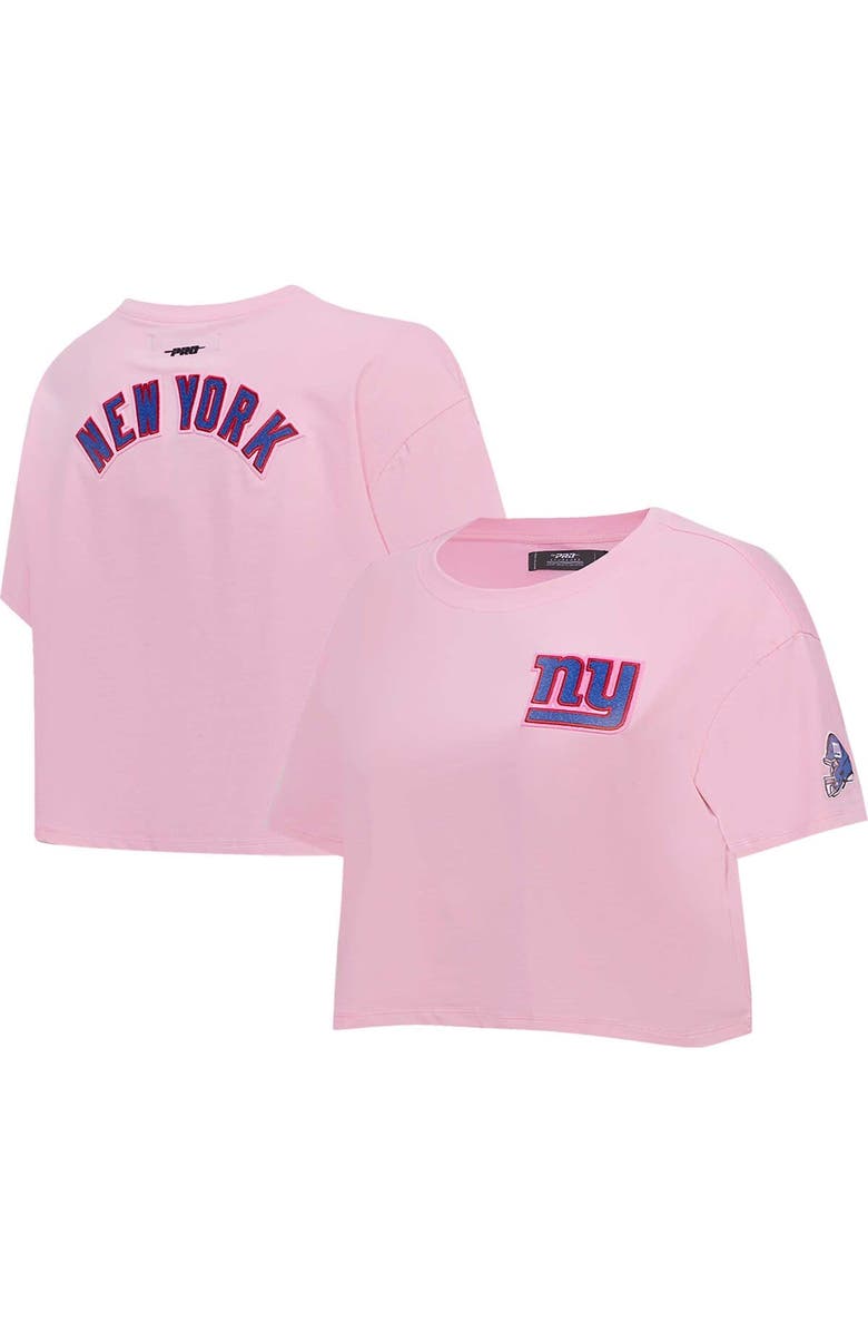 PRO STANDARD Women's Pro Standard Pink New York Giants Cropped Boxy T-Shirt, Main, color, 
