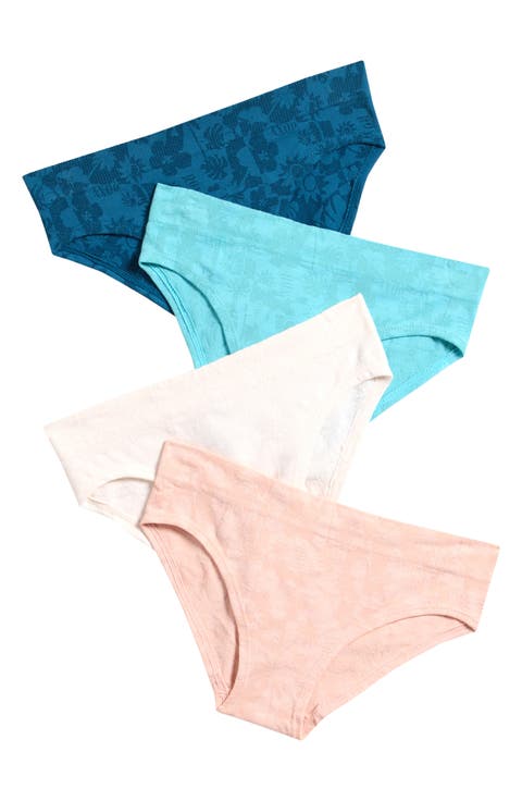 Kids' 4-Pack Seamless Jacquard Bikini Panties (Big Kid)