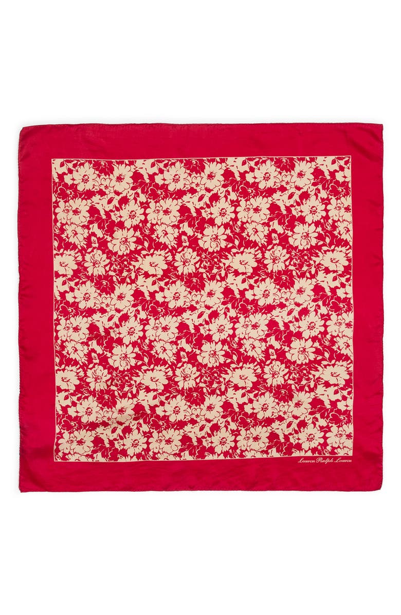 Lauren Ralph Lauren Spring Flowers Small Silk Square Scarf, Alternate, color, Cruise Red