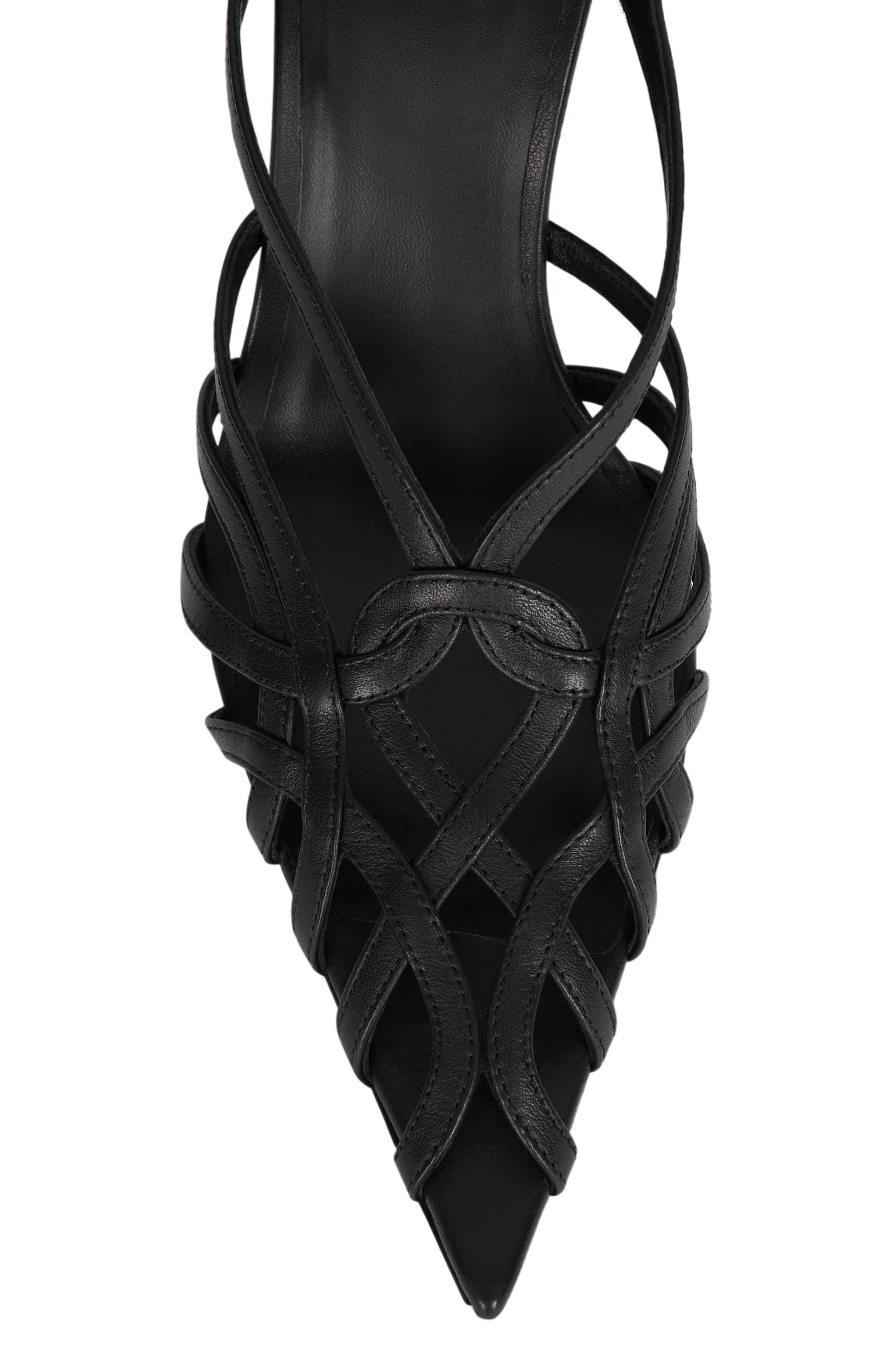 Smooth Leather Cage Sandals, Alternate, color, black