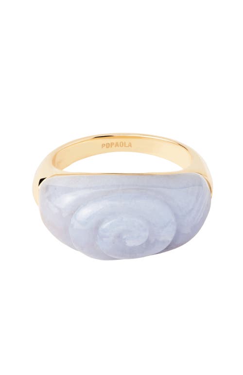 Pdpaola Blue Lace Agate Shell Ring In Blue Lace