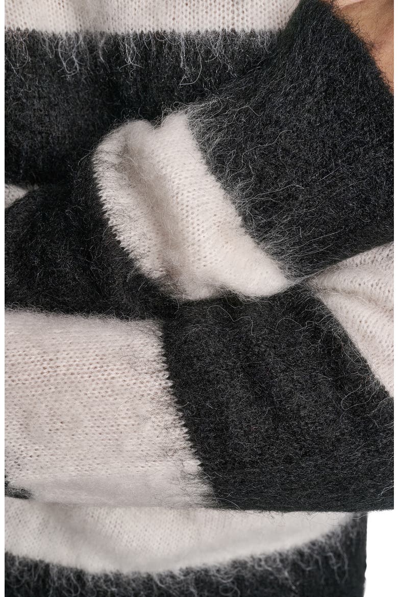 Bar Stripe Crewneck Sweater, Alternate, color, BLACK/ IVORY