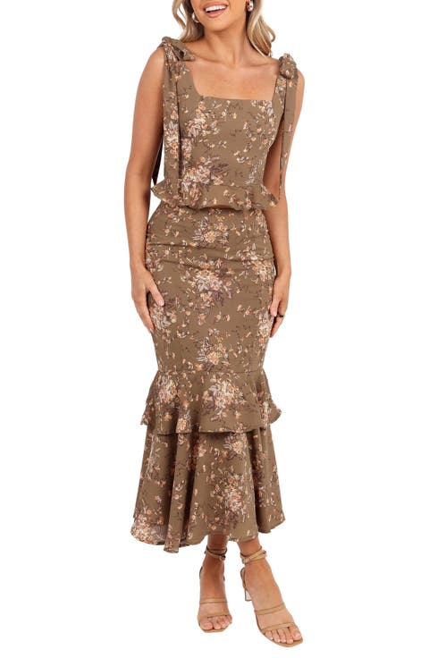 Luna Crop Peplum Tank & High Waist Skirt Set