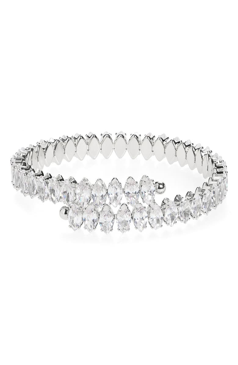 NATASHA Cubic Zirconia Stone Cuff Bracelet, Main, color,