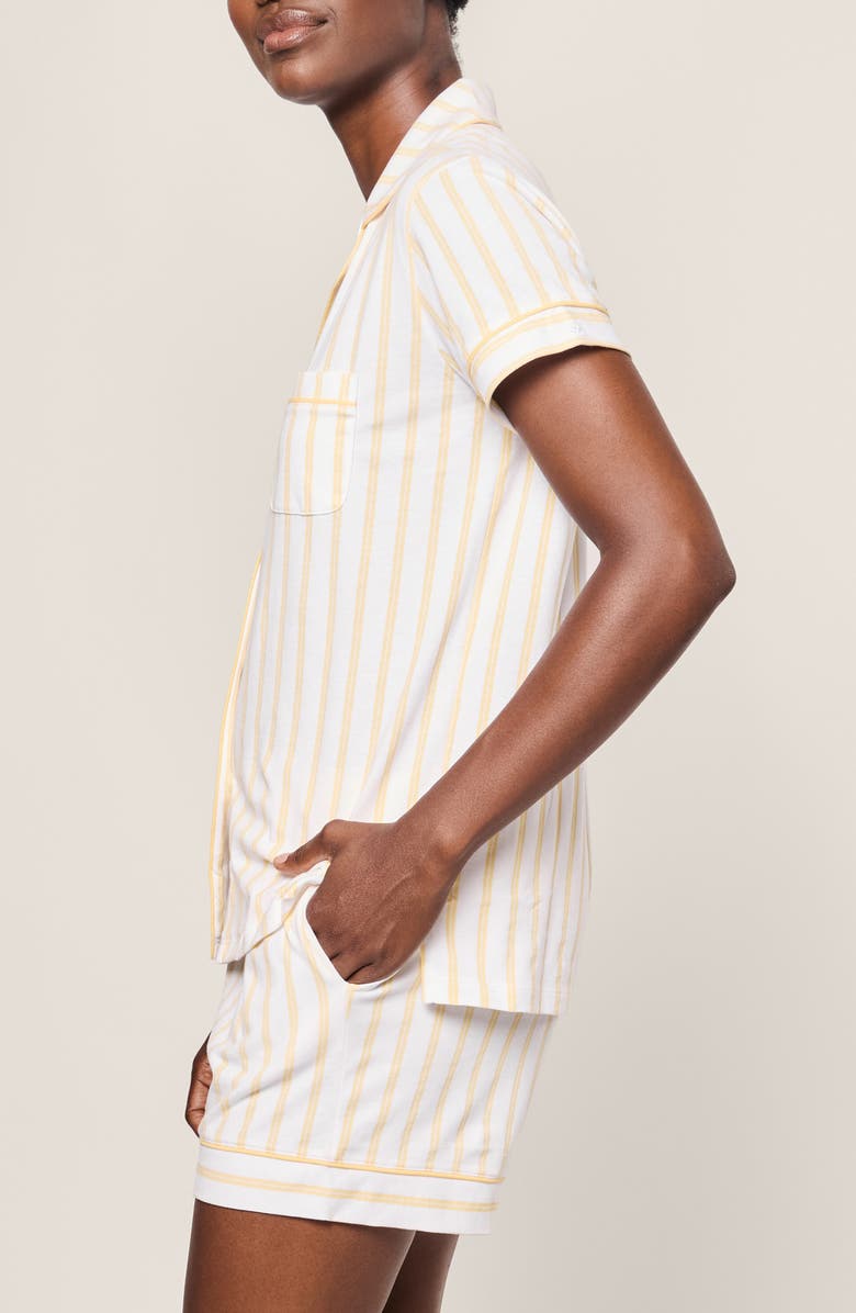 Petite Plume Sunny Stripe Cotton Shorts Pajamas, Alternate, color, Yellow