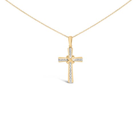 Gold Vermeil Diamond Accent X Cross Pendant Necklace