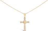 Haus of Brilliance Gold Vermeil Diamond Accent X Cross Pendant Necklace