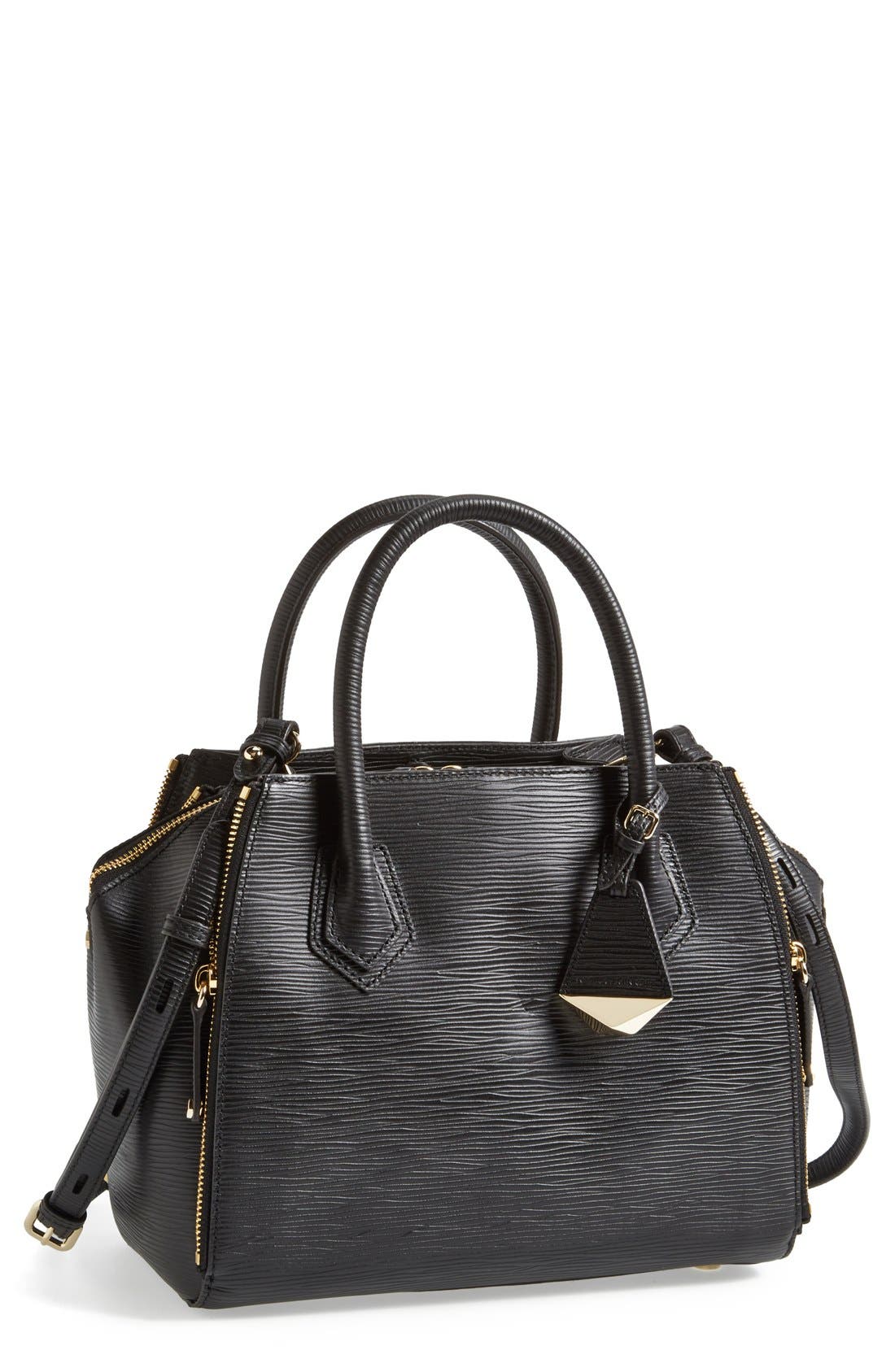 Rebecca Minkoff 'Mini Perry' Embossed Satchel, Main, color, 