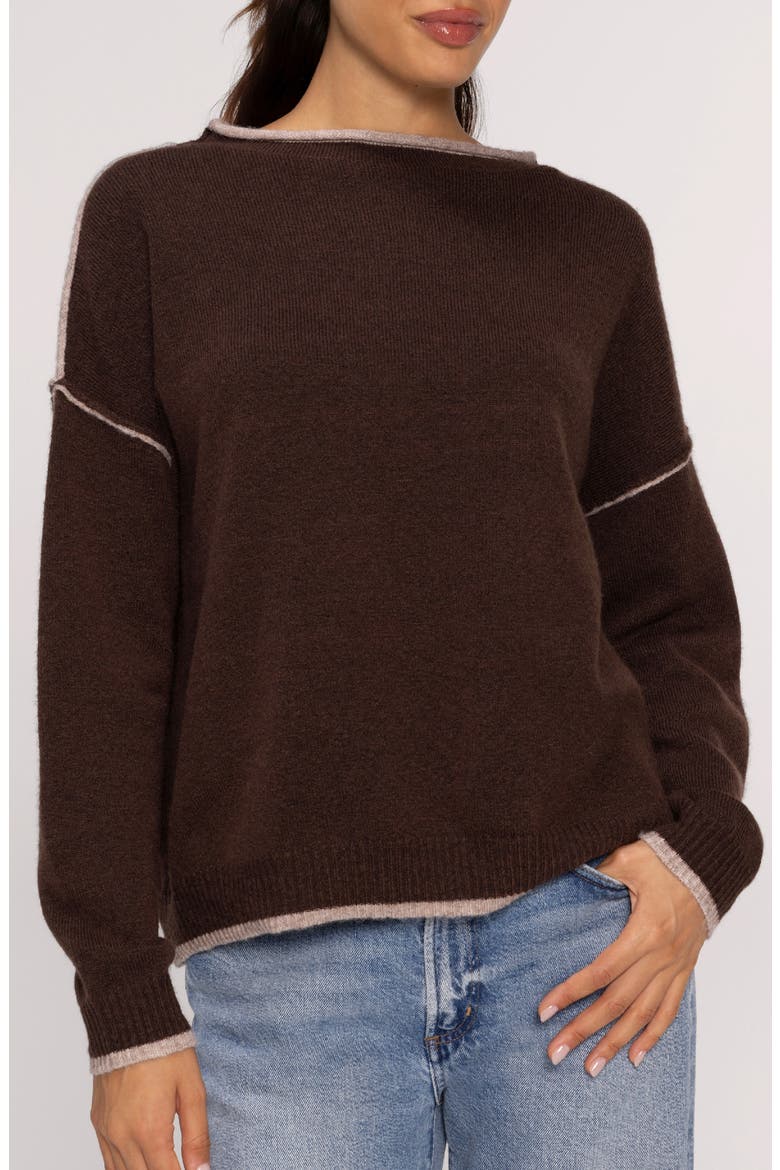 Cozy Knit Mock Neck Sweater, Main, color, HEATHER ESPRESSO TIP