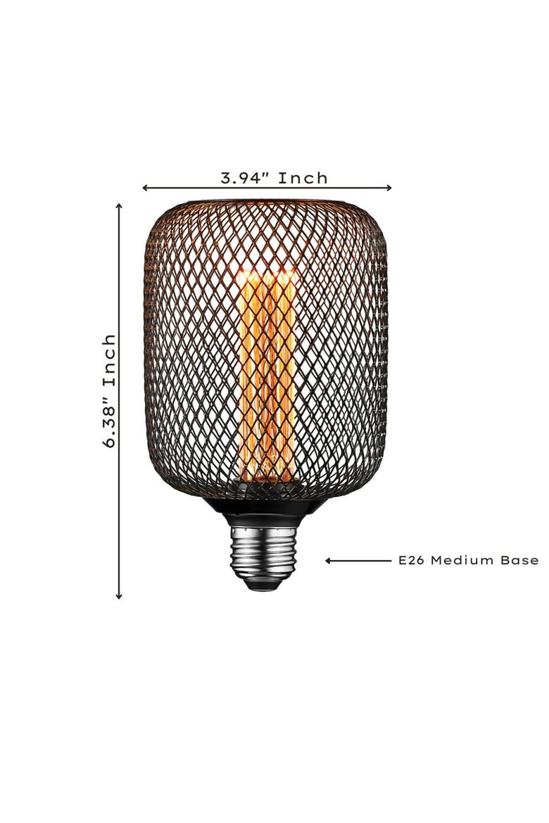 LED Decorative Light Bulb, Vintage Black Metal Cage Edison Light, Alternate, color, Black
