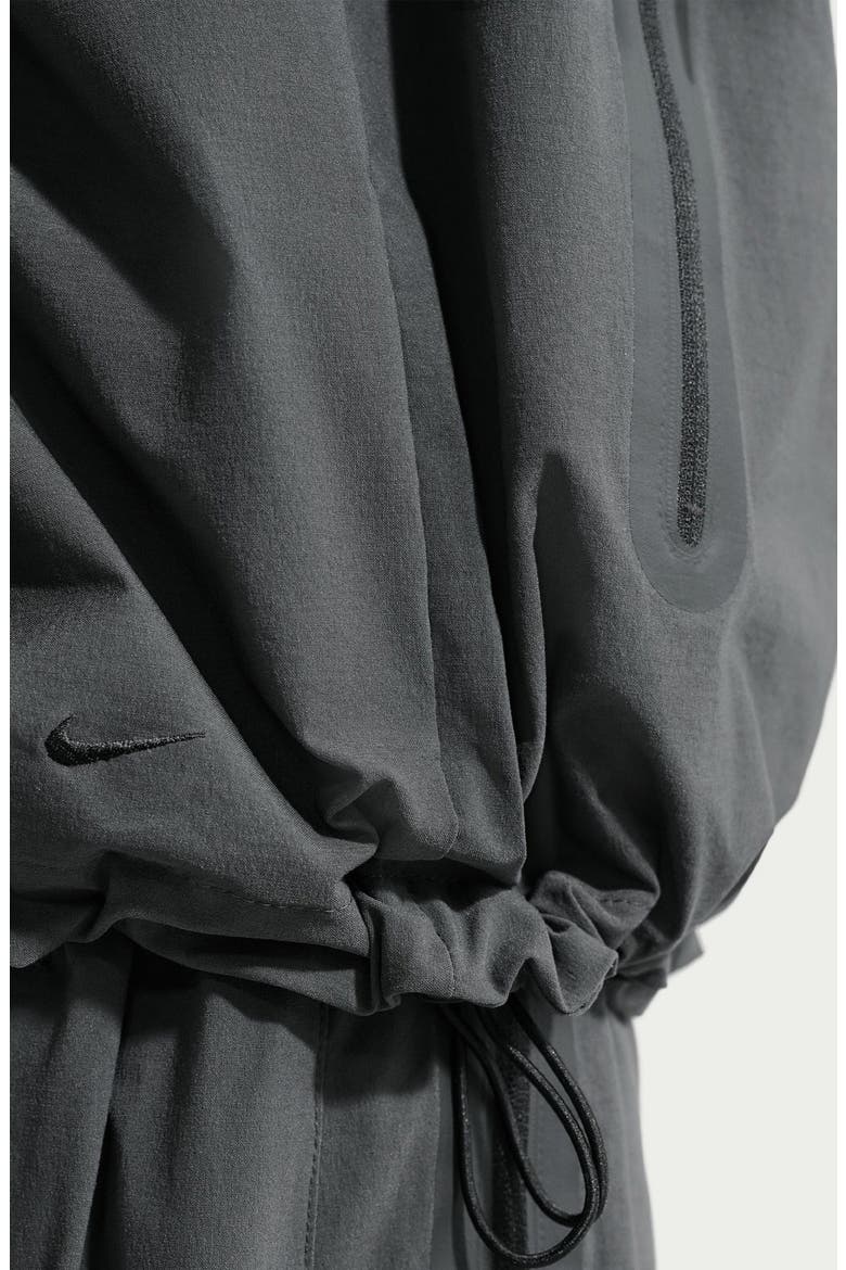 Dri-FIT Oversize Stretch Nylon Hooded Windrunner Jacket, Alternate, color, BLACK