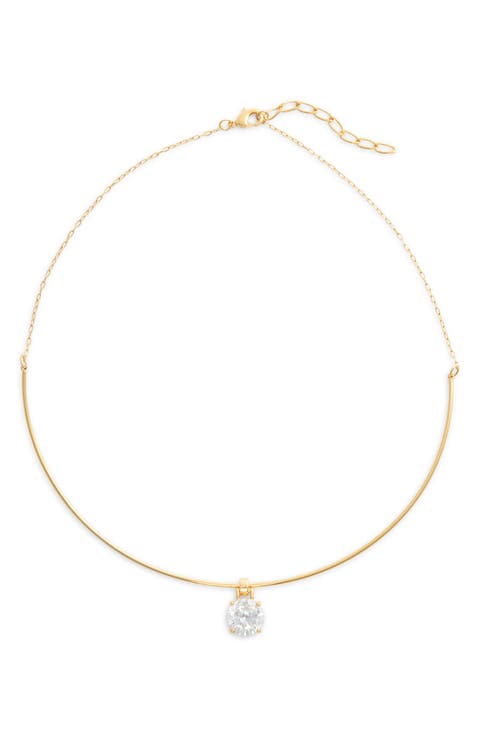Cubic Zirconia Sliding Pendant Collar Necklace