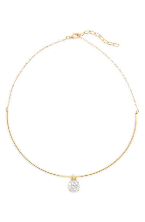 Nordstrom Cubic Zirconia Sliding Pendant Collar Necklace In Clear- Gold